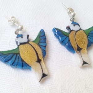 Cercei din zinc pictat manual cu bază din argint - bijuterii - cercei - cercei cu figurine - Artynos.ro