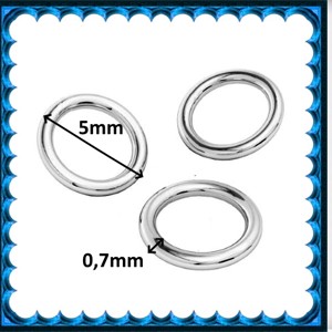 Fermoar pentru bijuterii din argint 925: cerc închis ESZK Z 5x0,7 mm 3 buc/pachet -  - Artynos.ro