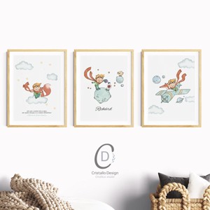 Poster cu micul prinț, set decorațiuni personalizate pentru pereți, 3 imagini -  - Artynos.ro