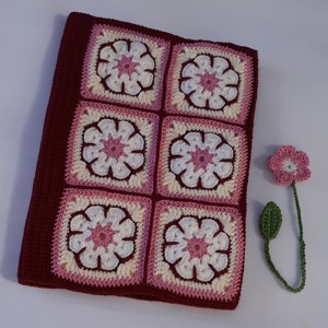 Set capac de carte crosetat 100% microfibra acrilic fire capac de carte + marcaj crosetat floare, , , ARTYNOS