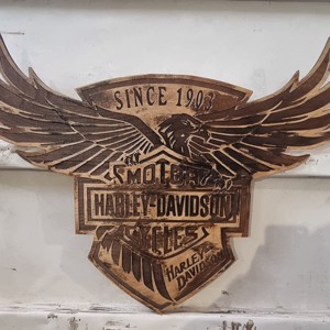 Harley Davidson Laser gravat Imagine din lemn, Casa & Stil de viata, Accesorii pentru decorat casa, Picturi murale, Imagini 3D, , ARTYNOS