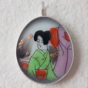 Japonia - Pandantiv de argint din porțelan -  - Artynos.ro