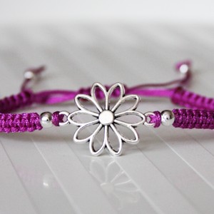 Bratara macramé impletita - Floare violet, , , ARTYNOS