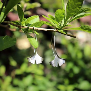 Ginkgo biloba, pereche de cercei din argint mat pentru femei (EGK.11) -  - Artynos.ro