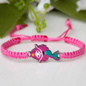 Bratara macramé impletita pentru copii - Mermaid pink, , , ARTYNOS
