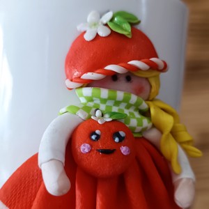 Cană cu desen, modelare manuală. Fată portocalie -  - Artynos.ro