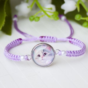 Bratara macramé impletita pentru copii - Kitty violet, , , ARTYNOS