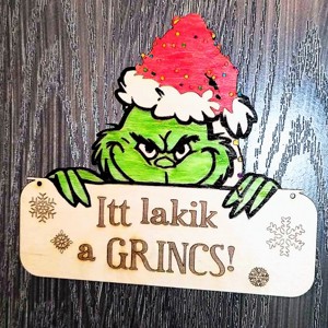 Ciocanitoare unica Grinch din lemn cu orice inscriptie, , , ARTYNOS