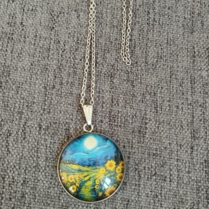 Colier din otel medical cu lentile din sticla si motiv Van Gogh, , , ARTYNOS