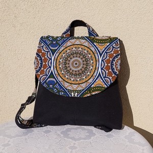 Rucsac pentru femei cu model mandala, , , Am realizat acest rucsac dintr-o panza decorativa cu model si in culori uni. Are doua inchizatori m..., ARTYNOS