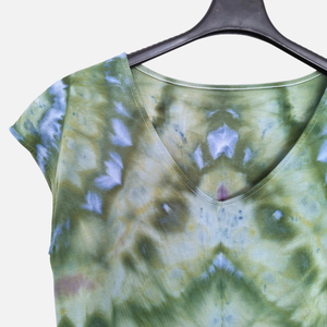 Tricou mătăsos modal bumbac vopsit manual verde - îmbrăcăminte și modă - haine damă - tricou și top de damă - Artynos.ro