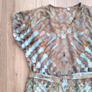 Rochie tunică de vară boho vopsită manual unicat - îmbrăcăminte și modă - haine damă - rochie, dintr-o bucată - Artynos.ro