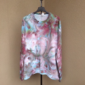 [L] Bluza molton vopsita manual model organic unicat, Imbracaminte si moda, Haine barbati, Pulover barbati, Altele, Bluza de molton unisex cu polar periat in interior, vopsita manual prin tehnica ice dye, un proces ..., ARTYNOS
