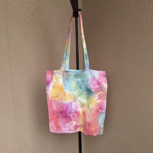 Sacosa cumparaturi unicat vopsita manual multicolor, Genti si portofele, Geanta pentru cumparaturi, Totebaguri, Altele, Sacosa din panza de bumbac subtire, vopsita manual prin tehnica ice dye, un proces lent de peste 24..., ARTYNOS