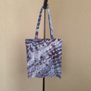 Sacosa cumparaturi tote unisex, gri-violet grunge, Genti si portofele, Geanta pentru cumparaturi, Totebaguri, Altele, Sacosa din panza de bumbac subtire, vopsita manual prin tehnica ice dye, un proces lent de peste 24..., ARTYNOS