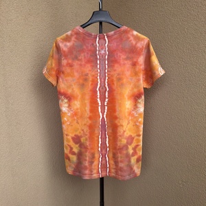 Tricou bumbac pânză de păianjen galben roșu unicat - îmbrăcăminte și modă - haine damă - tricou și top de damă - Artynos.ro