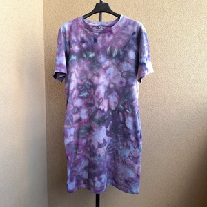 [S] Rochie tip tricou mov cu buzunare, din bumbac - Artynos.ro