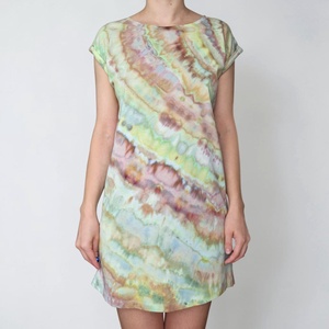 [S-M] Rochie tip tricou bumbac multicolor pastelat - îmbrăcăminte și modă - haine damă - rochie, dintr-o bucată - Artynos.ro