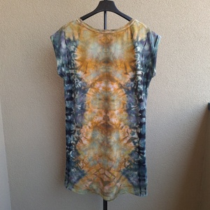 [S-M] Rochie bumbac unicat boho ruginiu albastru - îmbrăcăminte și modă - haine damă - rochie, dintr-o bucată - Artynos.ro