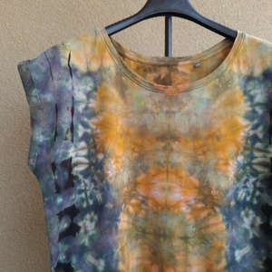 [S-M] Rochie bumbac unicat boho ruginiu albastru - îmbrăcăminte și modă - haine damă - rochie, dintr-o bucată - Artynos.ro