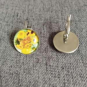 Cercei cu închizătoare franceză inspirați de Van Gogh, cu accesorii din oțel medical -  - Artynos.ro