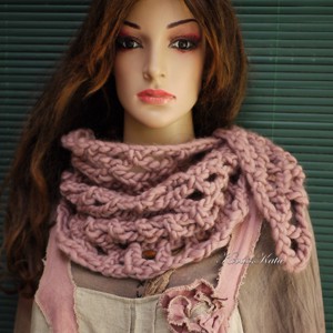 BOSZI-KENDŐ / chunky - șal croșetat trendy / mov - îmbrăcăminte și modă - eșarfe, pălării, fularuri - șaluri - Artynos.ro