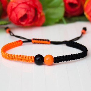 Bratara macramé impletita - Margele negru/portocaliu, , , ARTYNOS