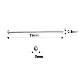Accesorii pentru bijuterii din argint 925: băț de montare cu capăt unghiular 35 x 0,8mm -  - Artynos.ro