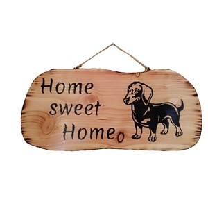 Placa mare din lemn pentru teckel cu inscriptia home sweet home, , , ARTYNOS