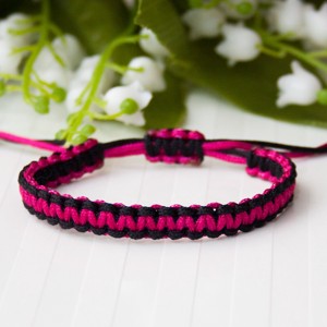 Bratara macramé impletita - Black/Pink, , , ARTYNOS