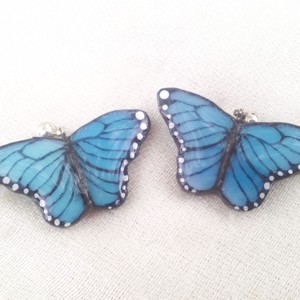 Fluture albastru stabilit în tiffany cu piese de argint -  - Artynos.ro