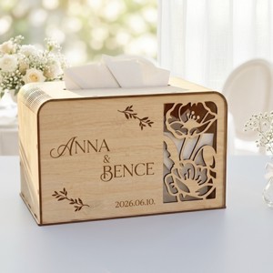 Cutie eleganta din lemn pentru plicuri de nunta si cutie pentru colectarea banilor - Artynos.ro