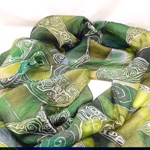 Eșarfă din mătase naturală - Green Elegance - îmbrăcăminte și modă - eșarfe, pălării, fularuri - eșarfe - Artynos.ro