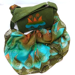 Cadou special - Green and orange - îmbrăcăminte și modă - eșarfe, pălării, fularuri - eșarfe - Artynos.ro