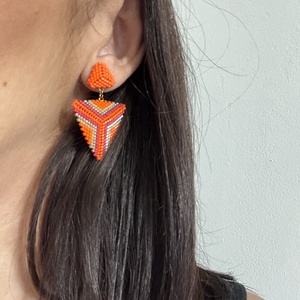 Cercei statement Portocala - bijuterii - cercei - cercei din mărgele - Artynos.ro