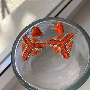 Cercei statement Portocala - bijuterii - cercei - cercei din mărgele - Artynos.ro