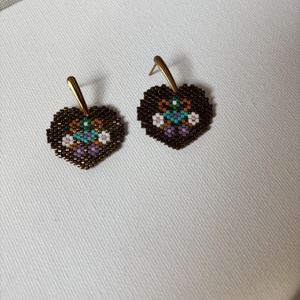 Cercei inima auriu - bijuterii - cercei - cercei din mărgele - Artynos.ro