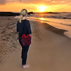 Sacosa nuante rosu/ negru - genți și portofele - geantă pentru cumpărături - totebaguri - Artynos.ro