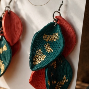 Cercei statement Botanica � Pumpkin and Moss - bijuterii - cercei - cercei lungi - Artynos.ro