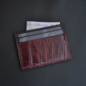 Portcard Mini din piele naturala tabacita vegetal in combinatie cu piele exotica de aligator - genți și portofele - portofele, huse, suporturi - portofele - portofel bărbați - Artynos.ro