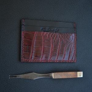 Portcard Mini din piele naturala tabacita vegetal in combinatie cu piele exotica de aligator - genți și portofele - portofele, huse, suporturi - portofele - portofel bărbați - Artynos.ro