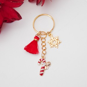 Breloc, geanta ornament Craciun - Santa Claus bagheta fulg de zapada aur, , , ARTYNOS