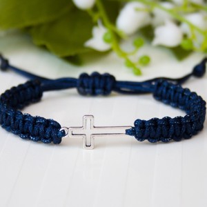 Bratara macramé impletita - Cross albastru miezul noptii, , , ARTYNOS
