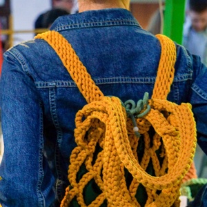 Geantă 2 în 1 ( de umăr și tip rucsac) tip plasă croșetat din șnur tubular - Artynos.ro