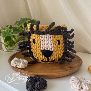 Cosulet depozitare in forma de leu, Casa & Stil de viata, Echipament pentru camera copiilor, Cutie pentru jucarii, Crosetat, ARTYNOS