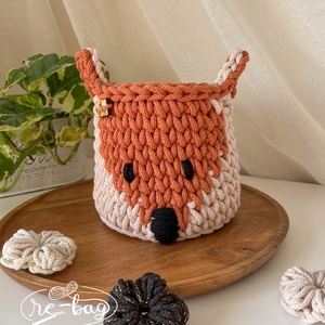 Cosulet depozitare in forma de vulpe, Casa & Stil de viata, Echipament pentru camera copiilor, Cutie pentru jucarii, Crosetat, ARTYNOS