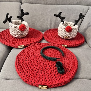 Coșuleț depozitare de crăciun în formă de Rudolf - crăciun - decorațiuni de crăciun de casă - decor pentru masă de crăciun - Artynos.ro