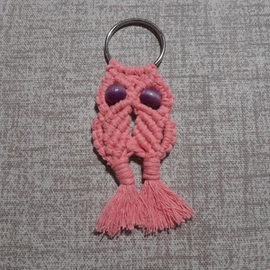 makramé bagoly kulcstartó, Geanta si husa, Accesorii genti, Breloc, Impletitura, ARTYNOS