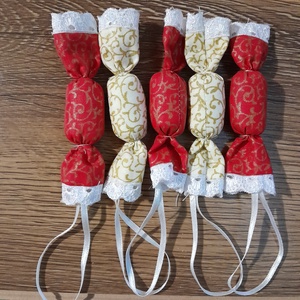 Textil szaloncukor( 5db), Accesorii de Craciun, Decoratiuni de Craciun de casa, Aranjarea mesei festive, , ARTYNOS