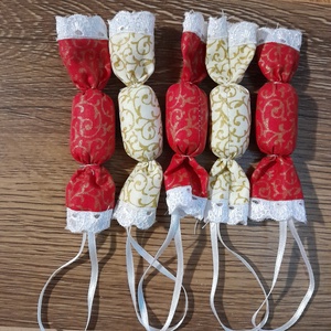 Textil szaloncukor( 5db) - accesorii de crăciun - decorațiuni de crăciun de casă - aranjarea mesei festive - Artynos.ro